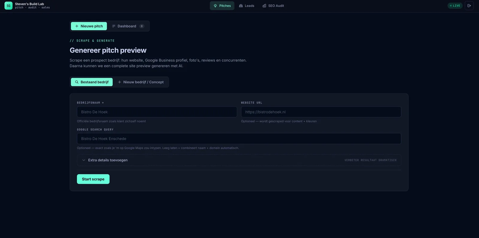 Steven's Build Lab interne tool