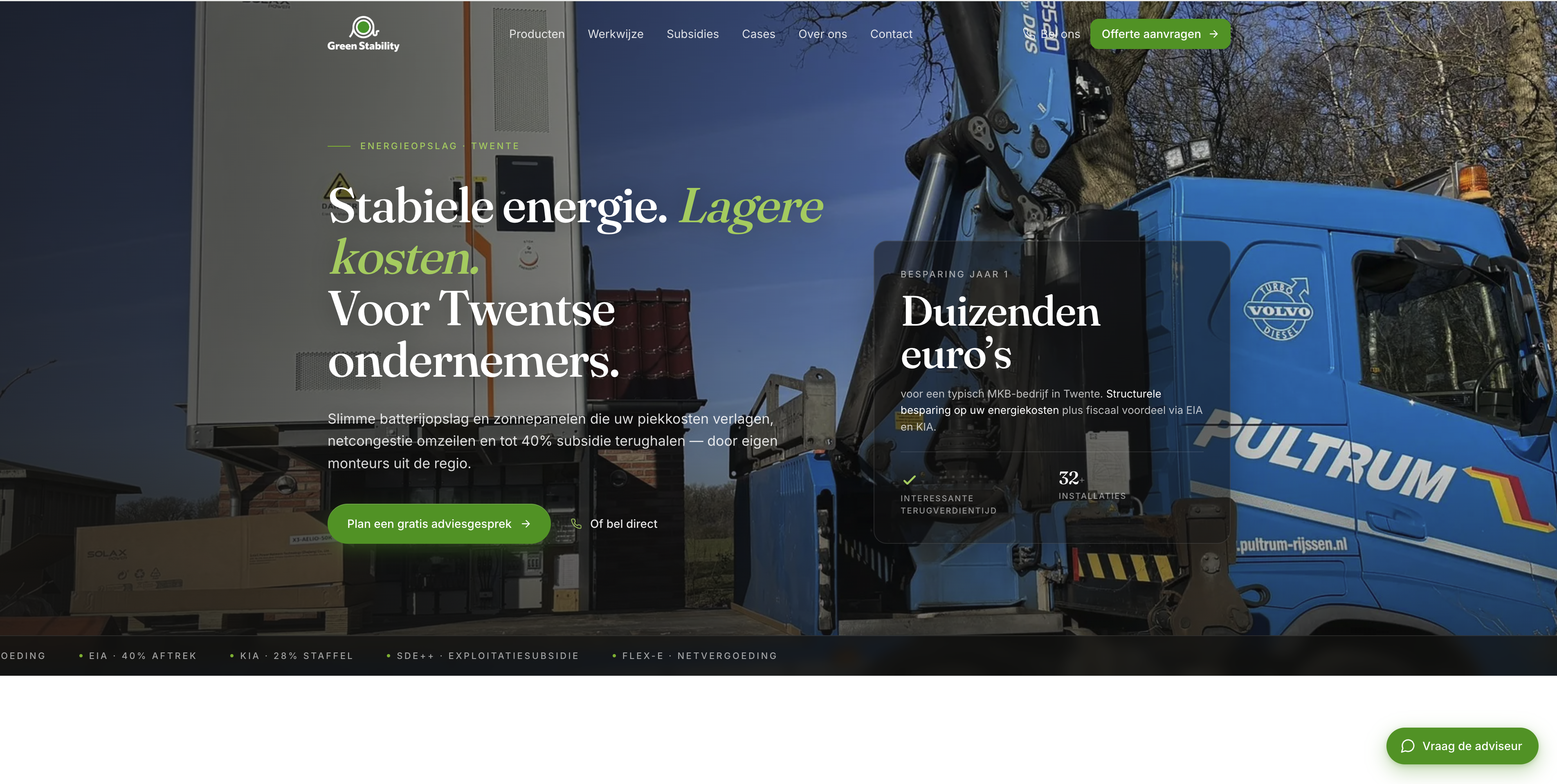 Nieuwe homepage van Green Stability — clean, helder en Nederlandstalig