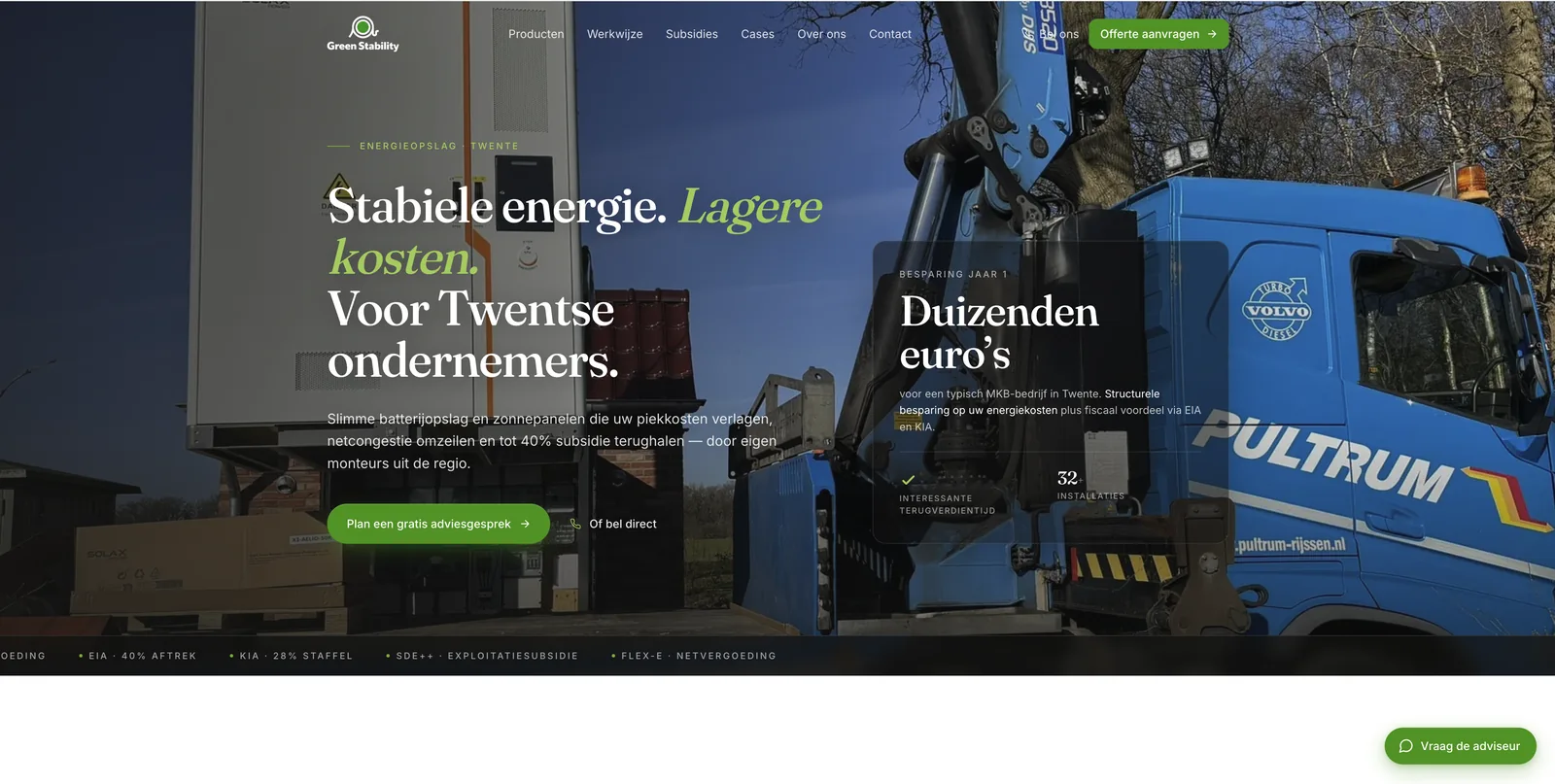 Nieuwe homepage van Green Stability — clean, helder en Nederlandstalig