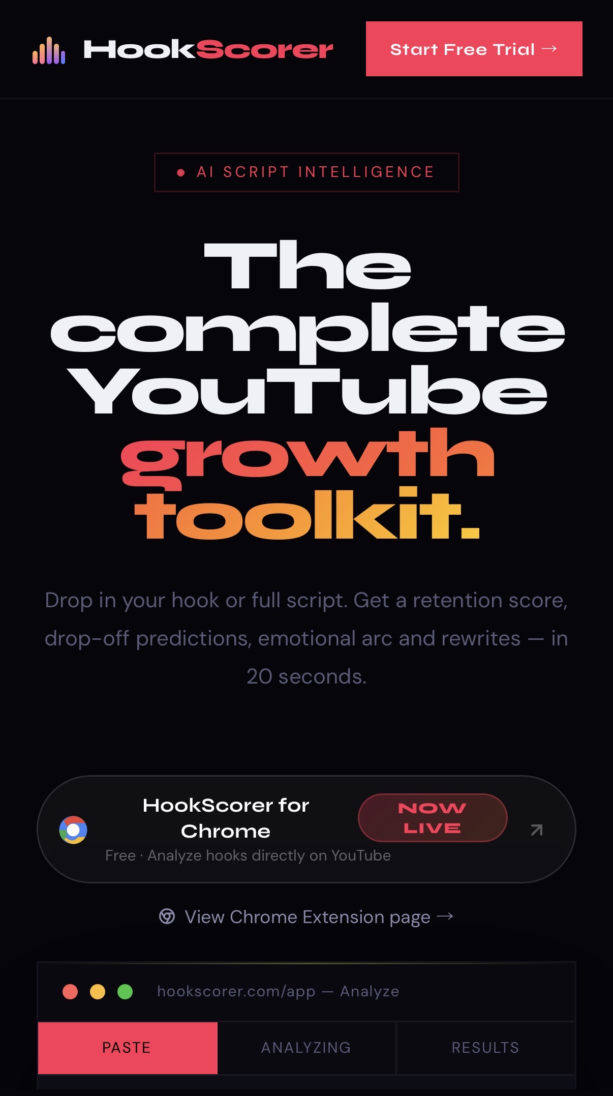HookScorer mobile preview